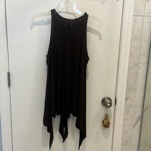 Kedem Sasson chocolate brown handkerchief drape tank top Small?